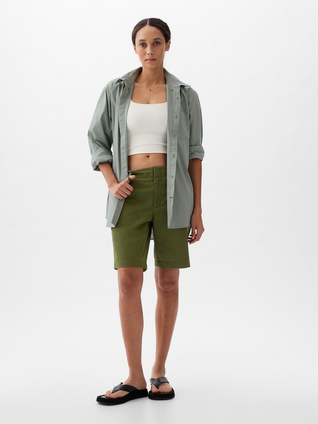 その他 TAN  GUM SHORT TOPS Short Gap Girlfriend Tiro Medio Mujer