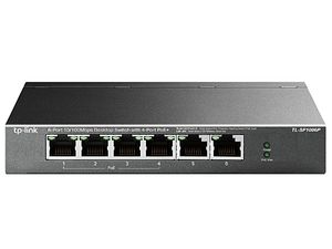 Tenda 6 Port PoE Switch – 4 Smart PoE Ports @ 58W, 10/100Mbps, Fanless, Desktop/Wall Mount