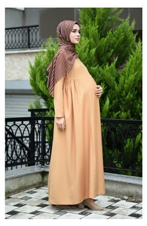 Dugmeli Elbise 8188 10 Koyu Krem Sefamerve