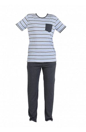 Erkek Uzun Kollu Pijama Takimi 804229 A Gri Melanj Sefamerve