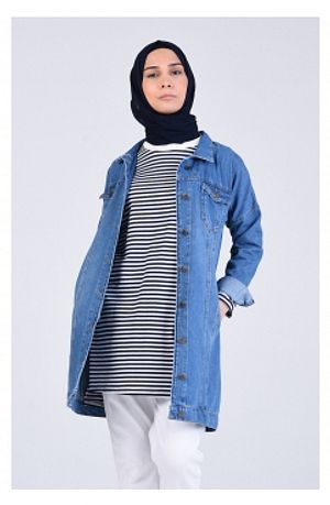Kapusonlu Kot Ceket 6074 02 Kot Mavi Sefamerve