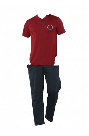 Erkek Kisa Kollu Pijama Takimi 6537 01 Kiremit Sefamerve