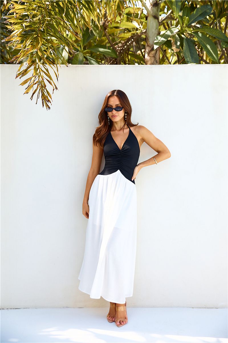 Lake Days Halter Maxi Dress White