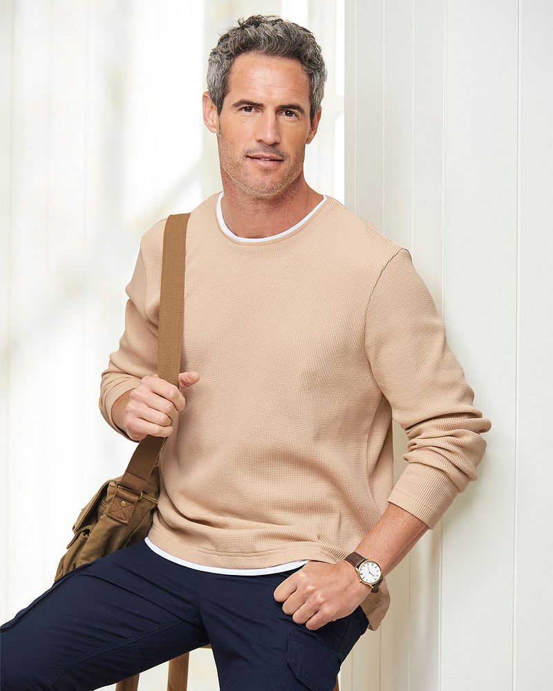 Mock T-Shirt Waffle Top