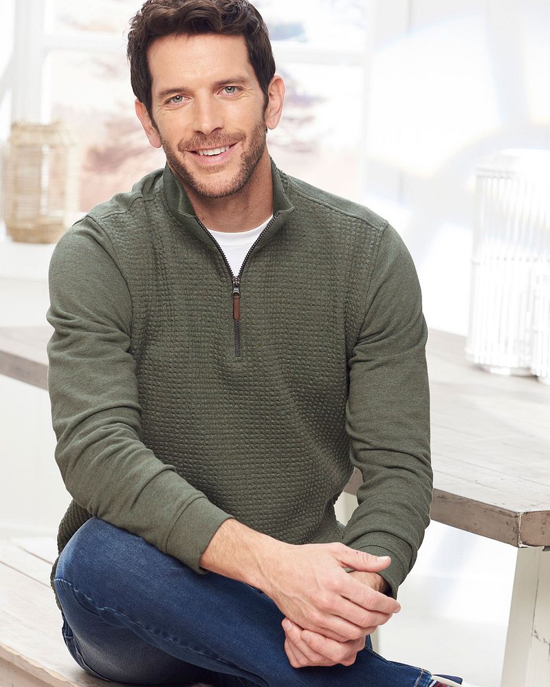 Textured Zip Neck Top