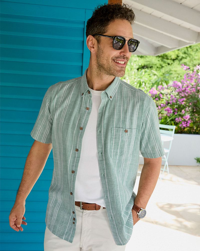 Short Sleeve Textured Stripe Shirt