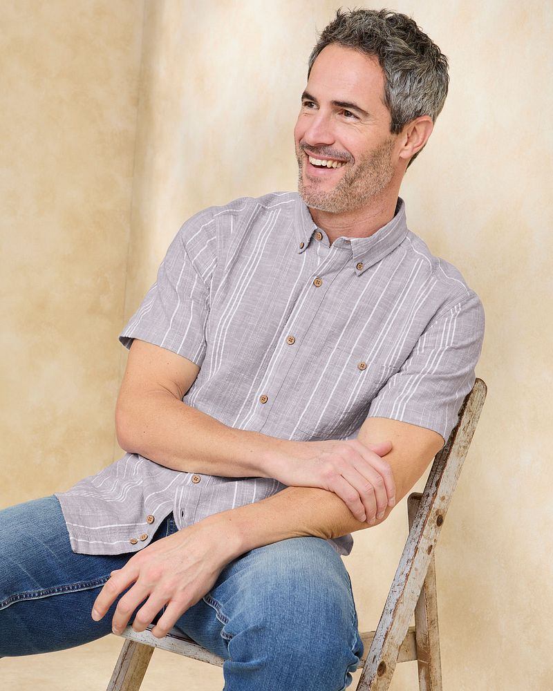 Short Sleeve Textured Stripe Shirt