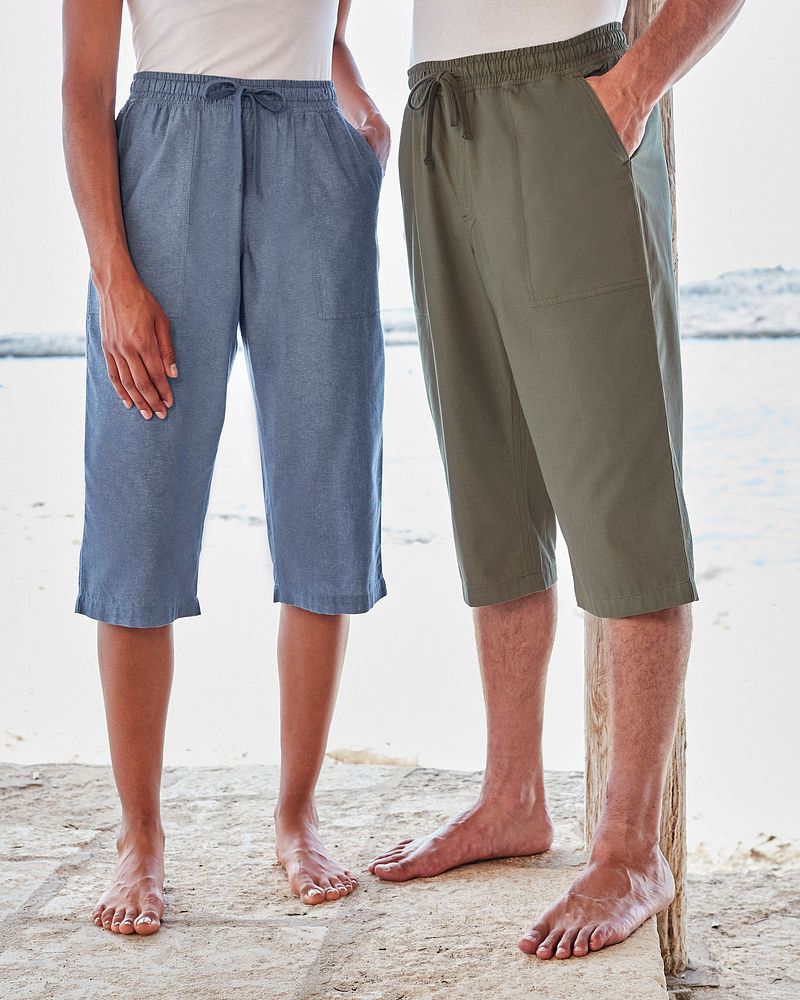 Cotton Pull On Crop Trousers