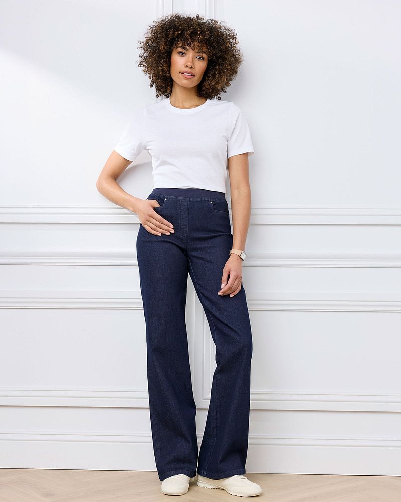 Premium Pull On Wide Leg Jeans