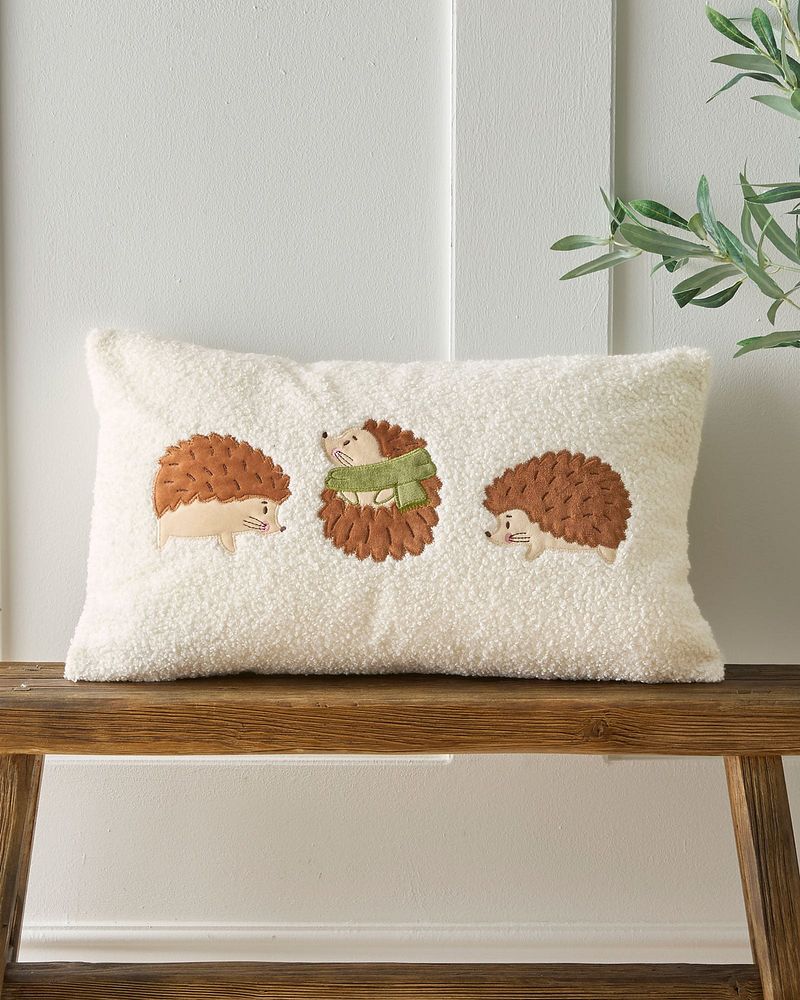 Hedgehog Applique Boucle Cushion