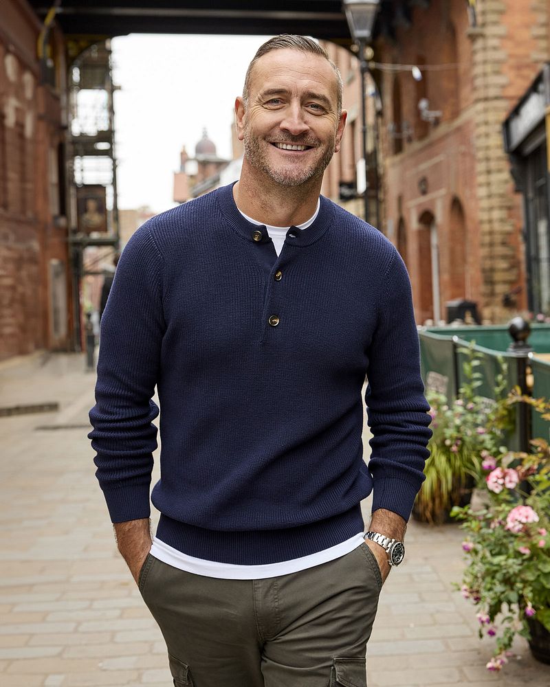 Signature Button Neck Crew Jumper